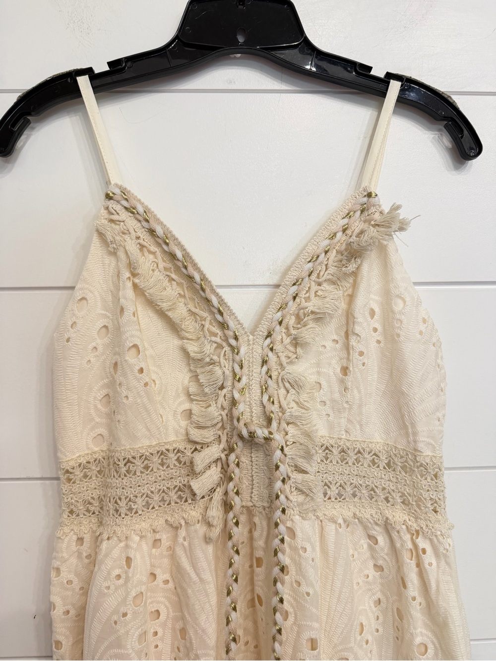 Jasmine Ivory Eyelet Embroidered Cotton Boho Midi Dress L/XL 8071 - Picture 4 of 11